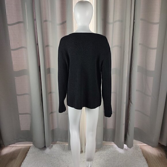 Merona Womens Dark Gray To Black Metallic Button Up Long Sleeve Sweater Size XL - Picture 3 of 10